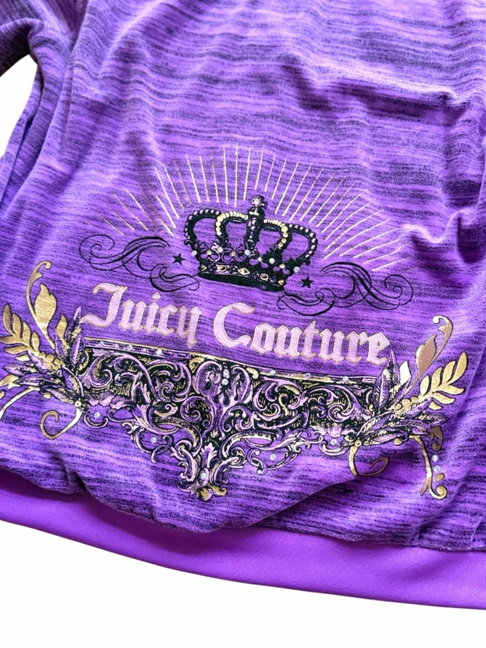 Vintage Juicy Couture Purple Hooded Zip Hoodie Gold Crest Crown True Y2K Large